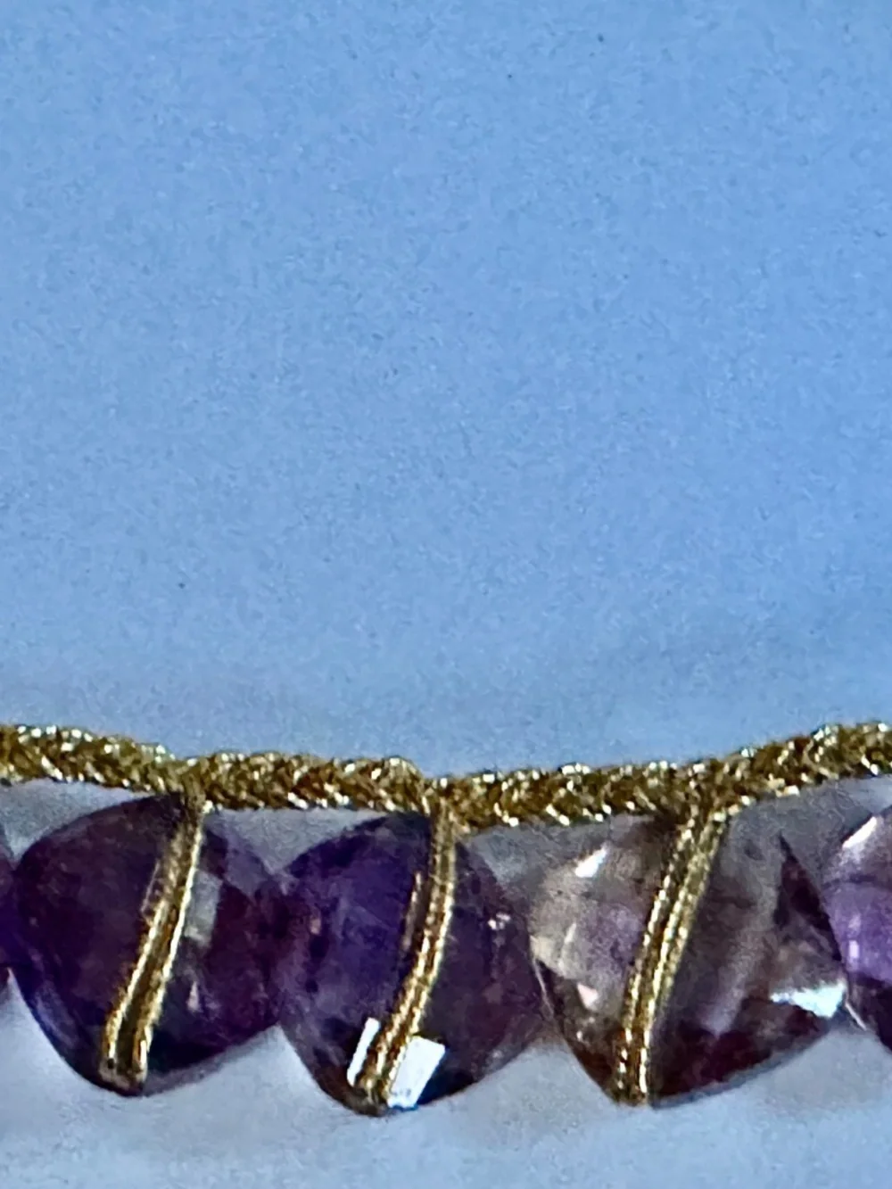 vintage Amertrine  vintage large faceted necklace purple golden highlights